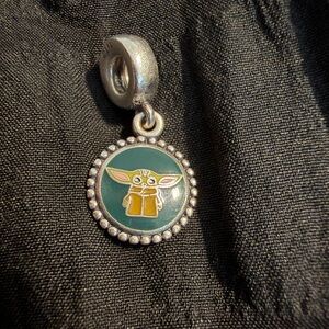 Silver-tone Grogu Enamel Dangle Charm